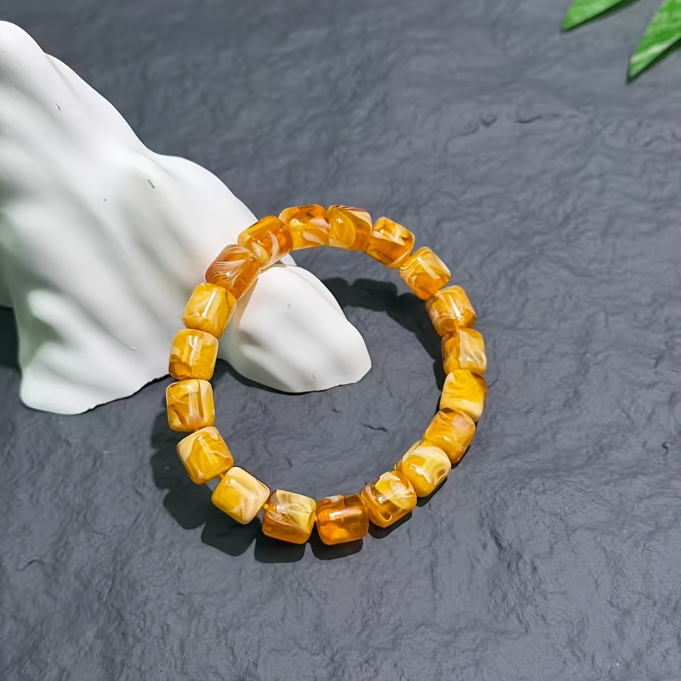Natural Amber Copal Bead Bracelet, Unisex Wristband